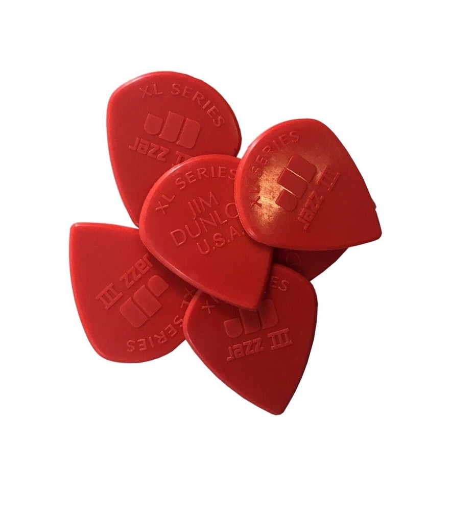 Dunlop Jazz III XL 47PXLN 6-Pack Guitar Picks Red Nylon