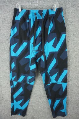 Tom Rebl Joggers Men Large Blue Black Geometric Star Sweatpants Made in Italy