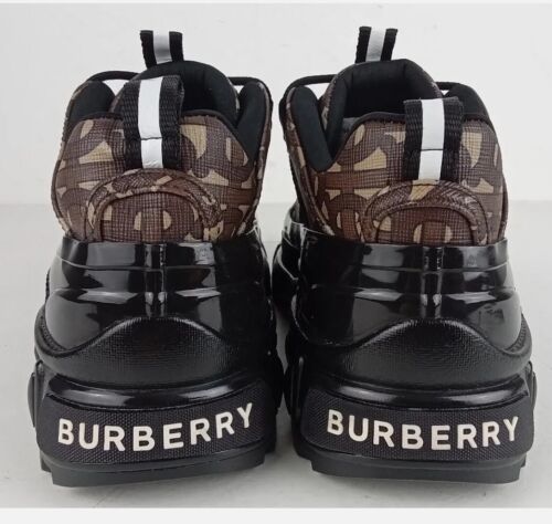 Burberry Arthur Monogram Print Sneakers Size 4 Bridle Brown Trainers Chunky - Imagen 5 de 10