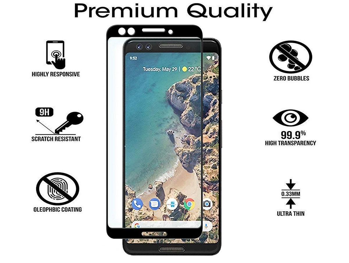 Full Cover Google Pixel 7 Pro Tempered Glass Screen Protector - 9H Full Cover Google Pixel 7 Pro Tempered Glass Screen Protector - 9H