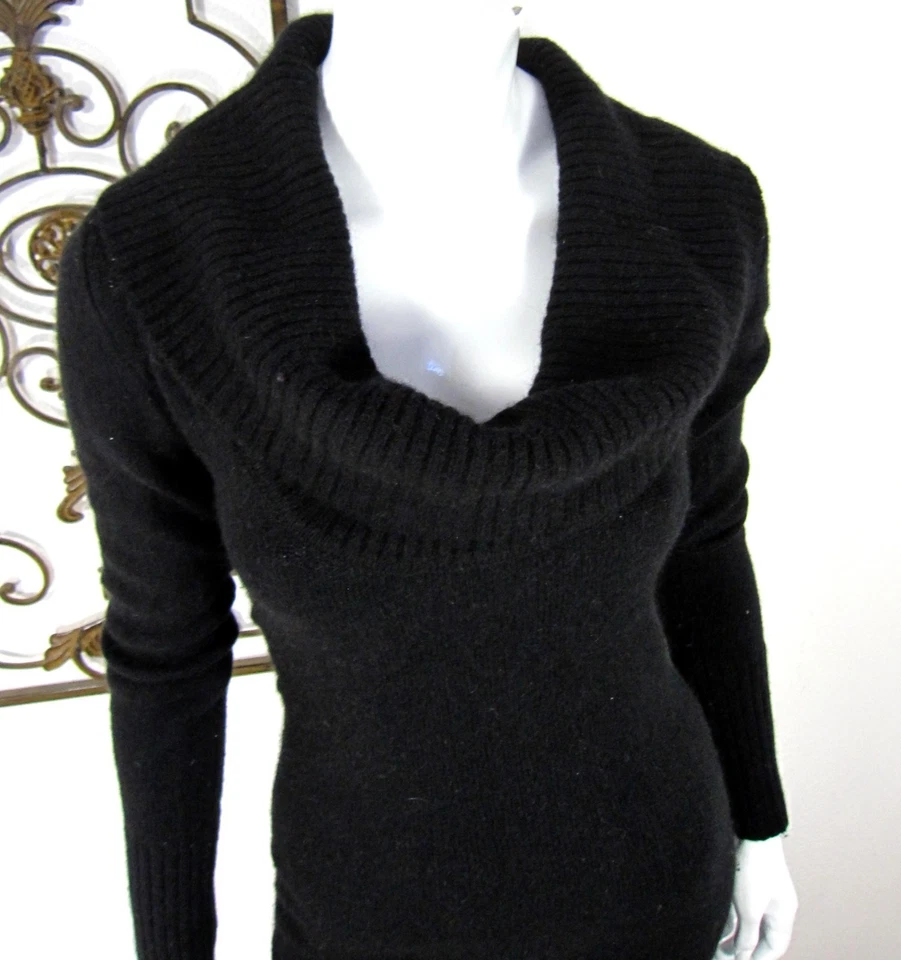 Vestido Suéter Tally Weijl Manga Larga Cuello Capucha Talla XS Negro Sólido 051 Foto 3 de 4