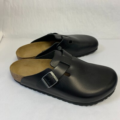 Birkenstock New w/o Box Boston Grip Vintage Wood Black Leather Reg