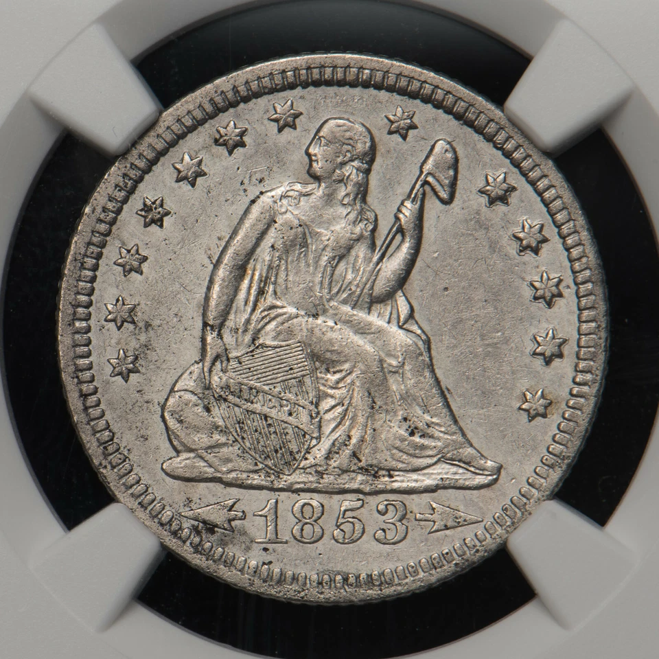 1853-O A&R 25c Seated Liberty Quarter - Strong Detail - NGC AU Dets - SKU-B1308 - Image 3 of 4