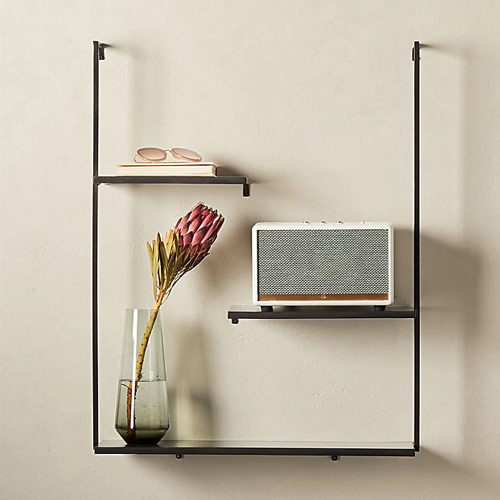 29*22 in Bookshelf Storage 3 Tier Wall Shelf Organizer Black for Home and Office