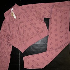 Victoria's Secret PINK XL/L PJ SLEEPWEAR Shirt JOGGER THERMAL PINK SOFT PAJAMAS