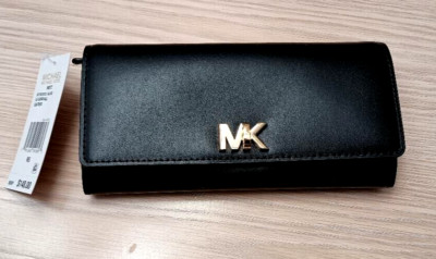Michael Kors Mott Carryall Black Leather Turn Lock Large Wallet
