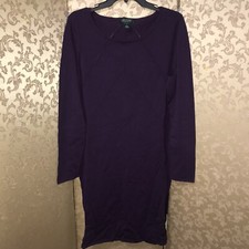 Ralph Lauren Purple Pointelle Stretchy Bodycon Dress Size Extra Large XL