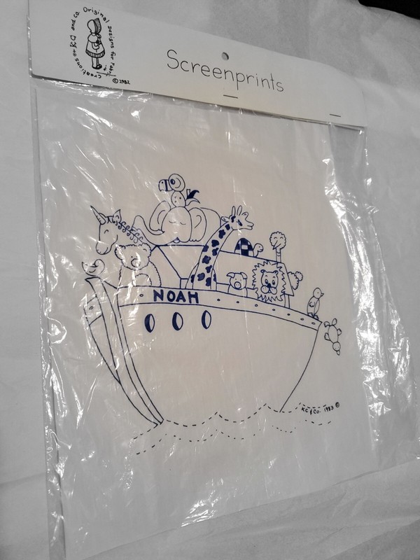 Noah's Ark Screenprint Set of 2 Sewing or Framing KC & Company Sewing or Framing