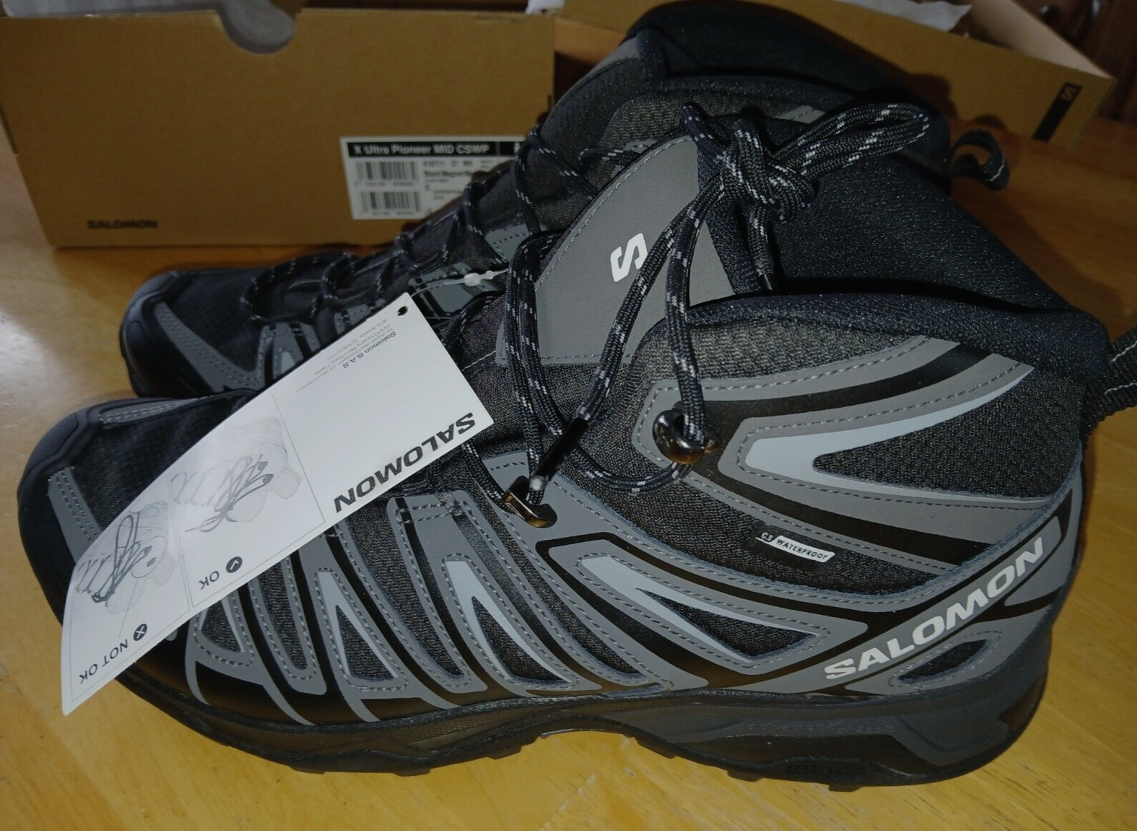 STIVALI DA TREKKING SALOMON UOMO X ULTRA PIONEER MID CSWP NERO GRIGIO 12 5 NUOVI CON SCATOLA