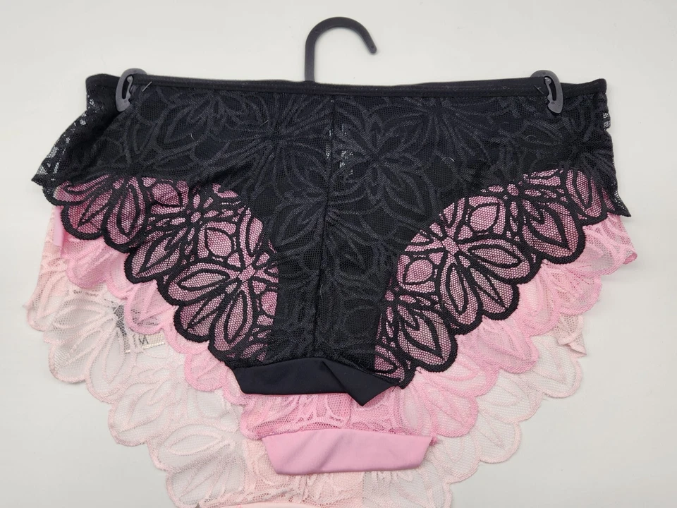 XOXO 3-Pack женщин M L назад кружева нахальный трусики черный розовый сердце логотип печати - Изображение 2 из 4