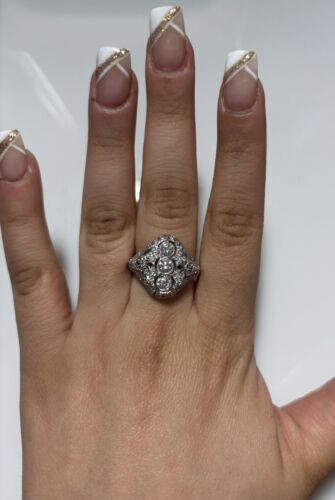 18k White Gold Vintage Diamond Ring - image 1