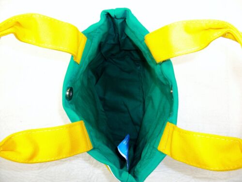 Canvas Mini Tote For Girls 100% Cotton, Kelly Green w/Gold & White Accent ~ G802 - Picture 4 of 12