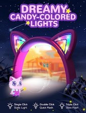Cat Ear Kids Headphones, LED Light Up, 85dBA Safe Volume, Foldable Wired
