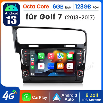 Carplay 9'' Android 13 Autoradio Für VW Golf VII MK7 13-2020 GPS Navi 4G BT 128G
