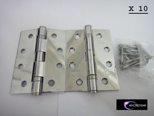 HINGES 4" 102mm FIRE DOOR ECLIPSE 10 x PAIRS GRADE 11 POLISHED CHROME - NEW