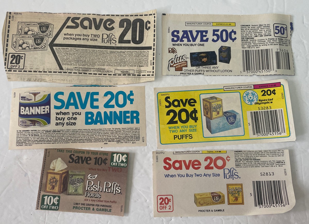 Vtg Bounty Coupons Proctor and Gamble Advertising lot of 6 Puffs | eBay