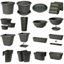 Blumentöpfe in Anthrazit Übertöpfe Untersetzer Blumenkästen Töpfe Schalen Füße 