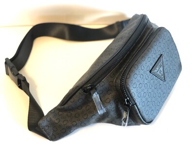 Guess Bum Bag/ Belt Bag Leather Black/ Gray Color