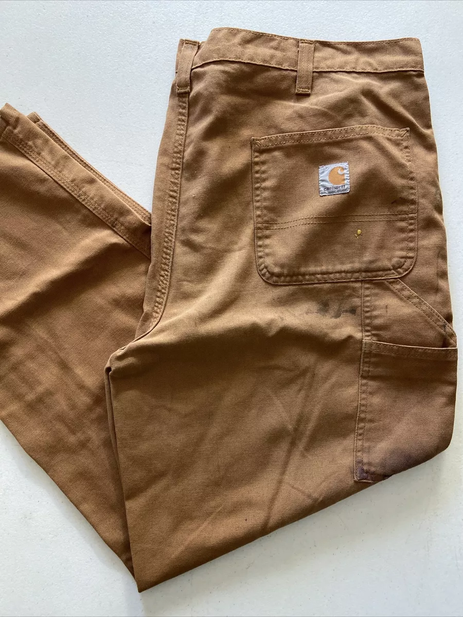 CARHARTT 40x30 Lightweight CARPENTER DUNGAREE FIT Brown Khaki Work Pants 383 51