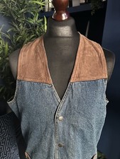 Vintage Wrangler Outerwear Weste Weste Denim Leder Herren Large Western