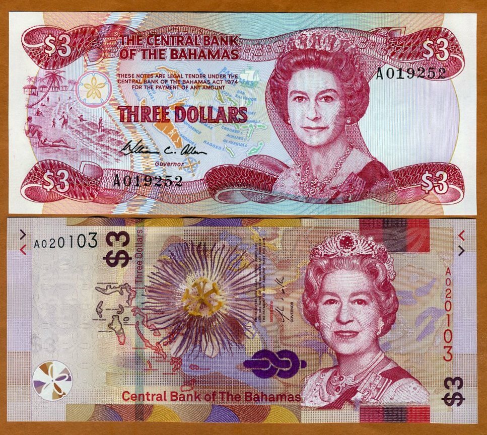 バハマス　1974年　3ドル　PMG UNC67 3 Dollars - Elizabeth II - The Bahamas – Numista