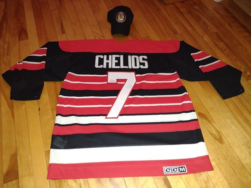 Chicago Blackhawks CCM Heritage Jersey Chelios 7 NHL Hockey Jersey. Sz. XL & Cap - Picture 6 of 12