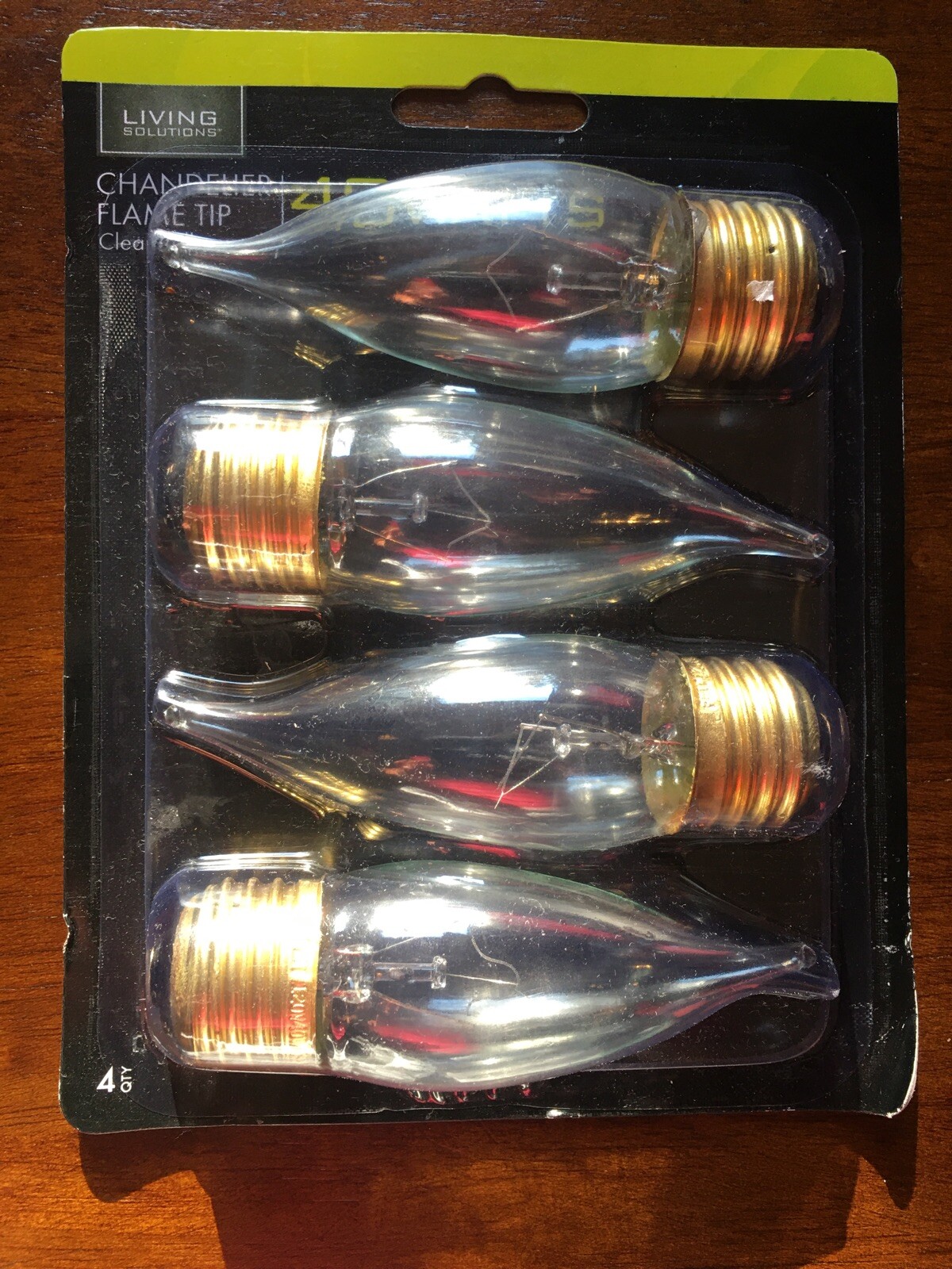 (4 Pack) 40 Watt Chandelier Flame Tip Clear Bulbs