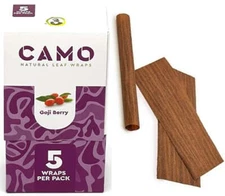 Camo Natural Leaf Wraps GOJI BERRY Self Rolling Herbal Wraps 25 Packs, Full Box
