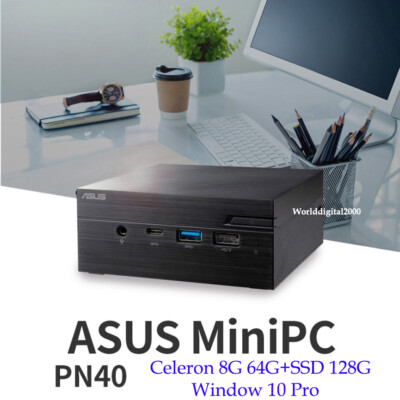 ASUS Mini PC PN40 Celeron UHD600 4K 8G 64GB+SSD 128GB Window 10 Pro Dual Display