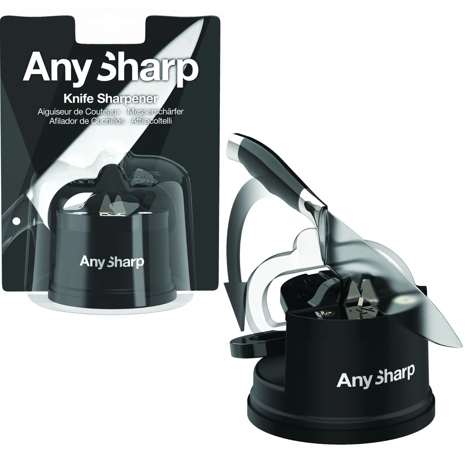 100% Genuine! ANY SHARP Classic Knife Sharpener Black 6 x 6 x 7 cm!
