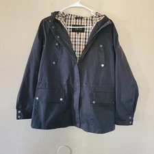 DAKS London Womens Anorak Jacket Size 14 42 Hooded Pockets Lined Made In Japan