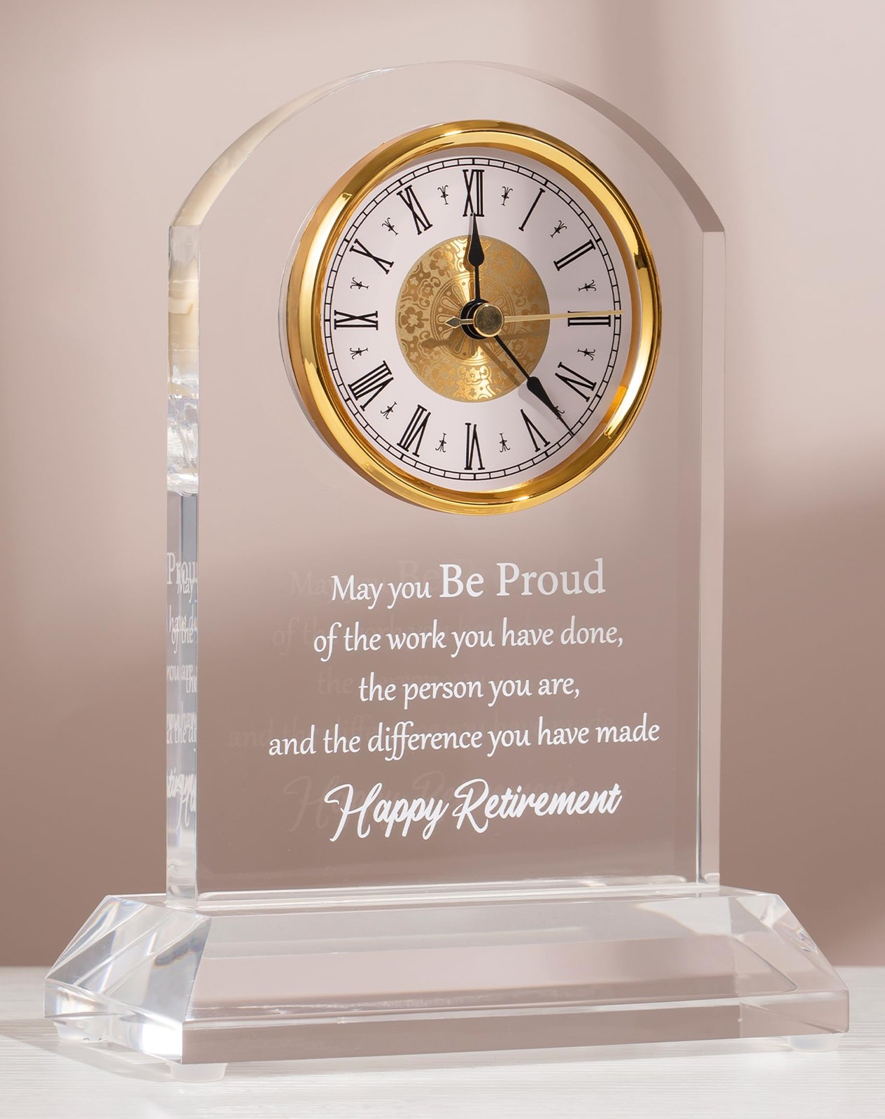 Retirement Gift for Women Men Quartz Desk Clock Plaque Gifts