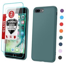 for iPhone 8 Plus Case: iPhone 7 Plus Case with 2 Pack Tempered Glass Green
