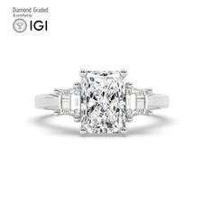 Radiant Diamond Trilogy Ring Platinum Labgrown 3.70 Ct Solitaire