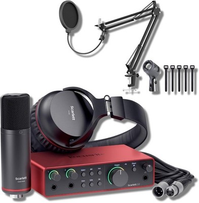 Focusrite Scarlett 2i2 Studio 4th Gen USB Audio Interface Boom Arm Mic Stand