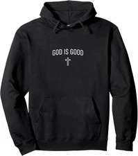God Is Good Christian Hoodie Religious Cross Minimalist Pullover Unisex