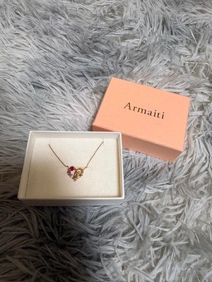 Armaiti HeartShaped Necklace Ruby Toppers Gold Tone Used