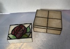 Vintage Capiz Shell Trinket Box And Stained Glass Keepsake Box, Hinged Lids