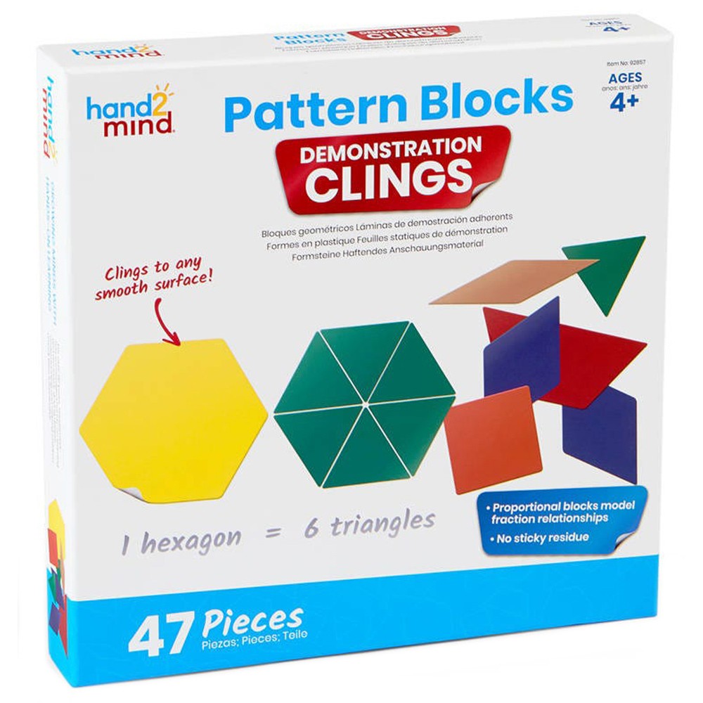 Learning Resources Hand2Mind Pattern Blocks Demonstration Clings 47pcs Maths Set