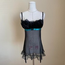 Vintage Feather Bust Sheer Nightie Slip Top by Shirley of Hollywood