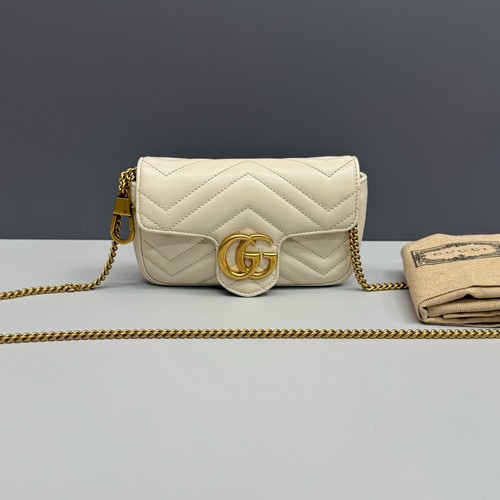 Gucci GG Marmont Mini Off-white Full Calfskin Leather Crossbody Bag Duty Paid