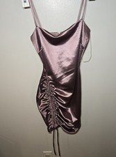 Windsor Satin Ruched Mini Dress Mauve Pink Bodycon SpaghettiStrapPartyClub Dress
