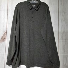 Walter Hagen Mens XL Long Sleeve Polo Shirt Grey Black Striped Hydro-Dri Golf