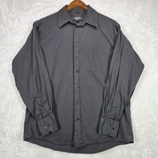 Kenneth Cole Reaction Mens Gray 100 Cotton Regular Fit Dress Shirt Sz 16 34-35