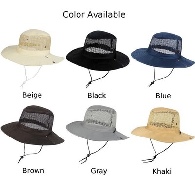 Polyester Mesh Bucket Hat Wide Brim 11cm for Outdoor Summer Activities