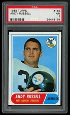 Andy Russell 1968 Topps #163 Pittsburgh Steelers Rookie Football Card PSA 7 RC. rookie card picture