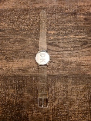 DKNY NY-9206 Designer Quartz Watch   Silver Logo Dial   Clear DKNY Strap - Works