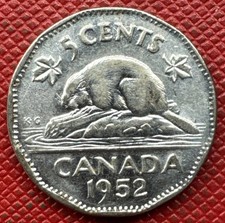 Canada 1952 Chromium Plated Steel 5 Cents. George VI. KM# 42a