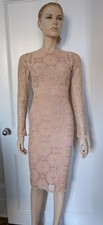 LACE OVERLAID SPECIAL OCCASION MIDI DRESS SIZE 6 PALE PEACH PRETTY LITTLE THING