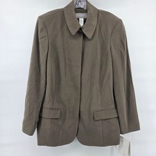 Vtg Liz Claiborne Blazer 14 Taupe 100 Silk Neutral Professional Minimalist